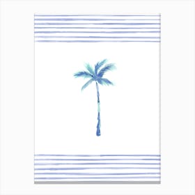 Blue Stripes Palm Canvas Print