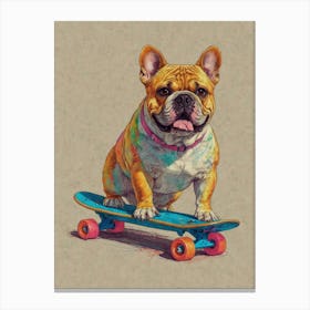 French Bulldog On Skateboard 1 Canvas Print