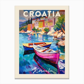 Korcula Croatia 1 Fauvist Painting  Travel Poster Canvas Print