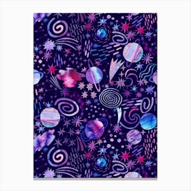 Galaxy Painting — Space Neon Watercolor #8 Canvas Print