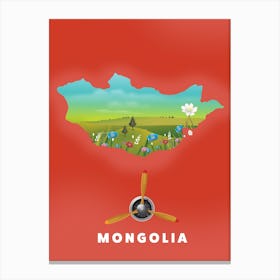 Mongolia Travel map Canvas Print