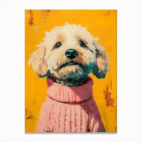 Goldendoodle In Pink Sweater 4 Canvas Print