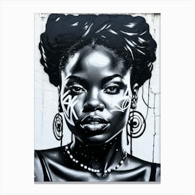 Graffiti Mural Of Beautiful Black Woman 49 Canvas Print