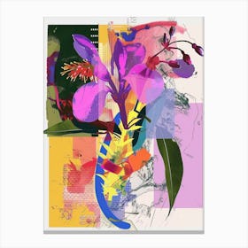 Lilac 1 Neon Flower Collage Canvas Print