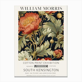 William Morris Red Flowers Dark Academia Canvas Print