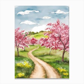 Watercolor Cherry Blossoms Canvas Print