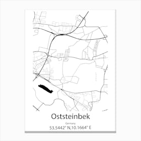 Oststeinbek,Germany Minimalist Map Canvas Print