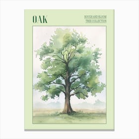 Oak Tree Atmospheric Watercolour Painting 7 Poster Canvas Print