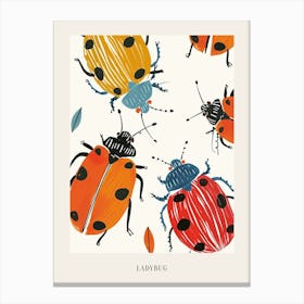 Colourful Insect Illustration Ladybug 28 Poster Canvas Print