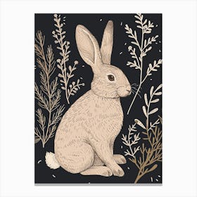 Tan Rabbit Minimalist Illustration 2 Canvas Print