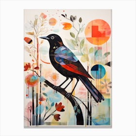 Bird Painting Collage Blackbird 4 Canvas Print