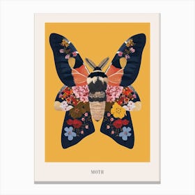 Colourful Insect Illustration Moth 50 Poster Canvas Print