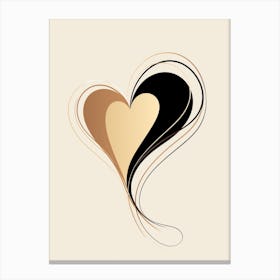 Gold Cream Black Heart 3 Canvas Print