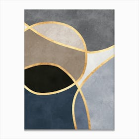 Organic shapes and golden lines 3 Canvas Print