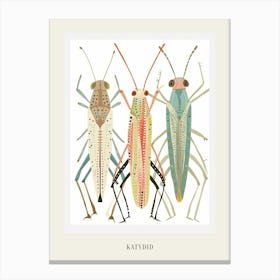 Colourful Insect Illustration Katydid 3 Poster Canvas Print