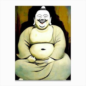 Laughing Buddha Symbol Abstract Painting Canvas Print