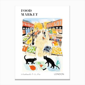 The Food Market In London 7 Illustration Poster Canvas Print