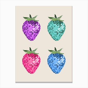 Disco Ball Strawberries Canvas Print