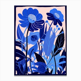 Blue Flower Illustration Coneflower 2 Canvas Print