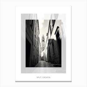 Poster Of Split, Croatia, Black And White Old Photo 1 Canvas Print