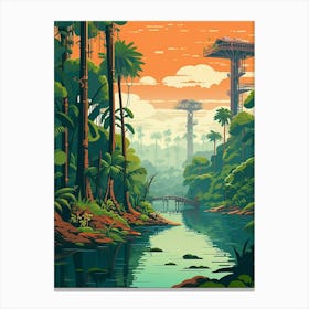 Sundarbans Danum Valley Conservation Area Pixel Art 2 Canvas Print