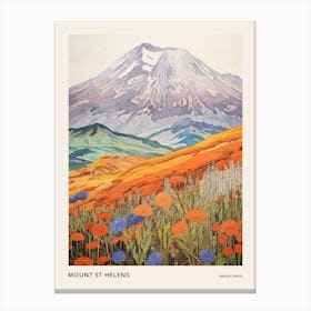 Mount St Helens United States 1 Colourful Mountain Illustration Poster Canvas Print