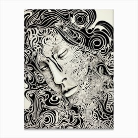 Swirl Hair Serene Face 3 Canvas Print