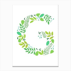 Leafy Letter G Canvas Print