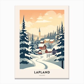 Vintage Winter Travel Poster Lapland Finland 3 Canvas Print