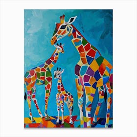 Geometric Giraffe Family 1 Canvas Print