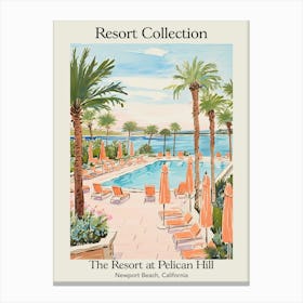 Poster Of The Resort Collection At Pelican Hill   Newport Beach, California   Resort Collection Storybook Illustration 4 Canvas Print