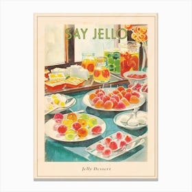 Jelly Dessert Platter Vintage Cookbook Style Illustration Poster Canvas Print