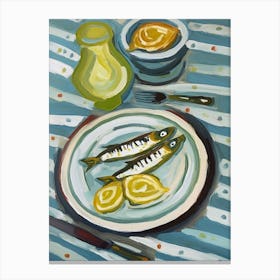 Anchovies 2 Italian Still Life Painting Canvas Print