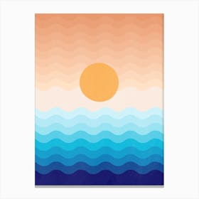 Waving Sun On The Midlle Of Ocean Canvas Print