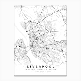 Liverpool England White Map Leinwandbild