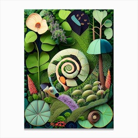 Garden Snail Woodland Patchwork Canvas Print