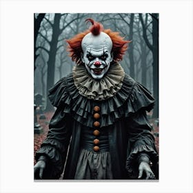 The Freaky Clown in the Woods Canvas Print