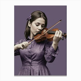 Violinist In Purple Dress Canvas Print