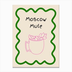 Moscow Mule Doodle Poster Green & Pink Canvas Print