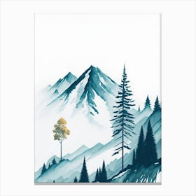 Mountain And Forest In Minimalist Watercolor Vertical Composition 265 Canvas Print