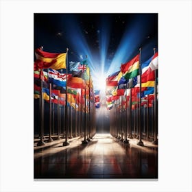 A Monumental Assembly Of Global Country Flags Arranged In A Harmonious Panorama Of Unity And Divers (3) Canvas Print