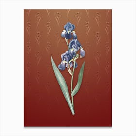 Vintage Dalmatian Iris Botanical on Falu Red Pattern Canvas Print