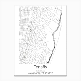 Tenafly,United States Minimalist Map Stampe su tela