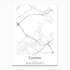 Csomor,Hungary Minimalist Map Canvas Print