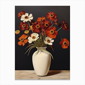 Bouquet Of Helenium Flowers, Autumn Fall Florals Painting 6 Canvas Print