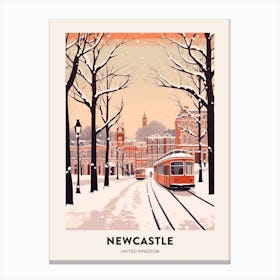 Vintage Winter Travel Poster Newcastle United Kingdom 2 Canvas Print