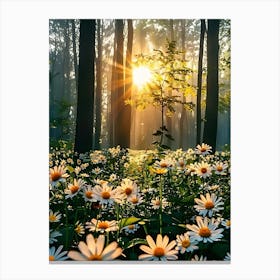 Daisies In The Forest Canvas Print