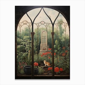 Cat In Botanical Monastery Canvas Print