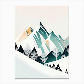 Snowflakes In The Mountains, Snowflakes, Minimal Line Drawing 2 Canvas Print