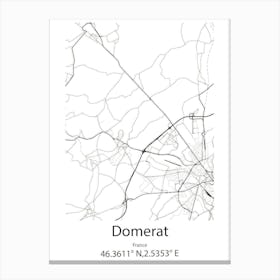 Domerat,France Minimalist Map Canvas Print